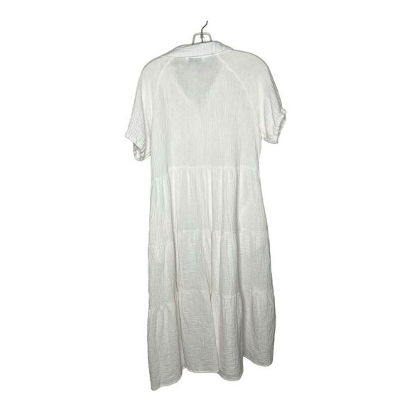 Petal & Pup Gauzy Tiered Button Front Midi Dress Size 6 Pockets Flowy Lagenlook - Picture 2 of 11